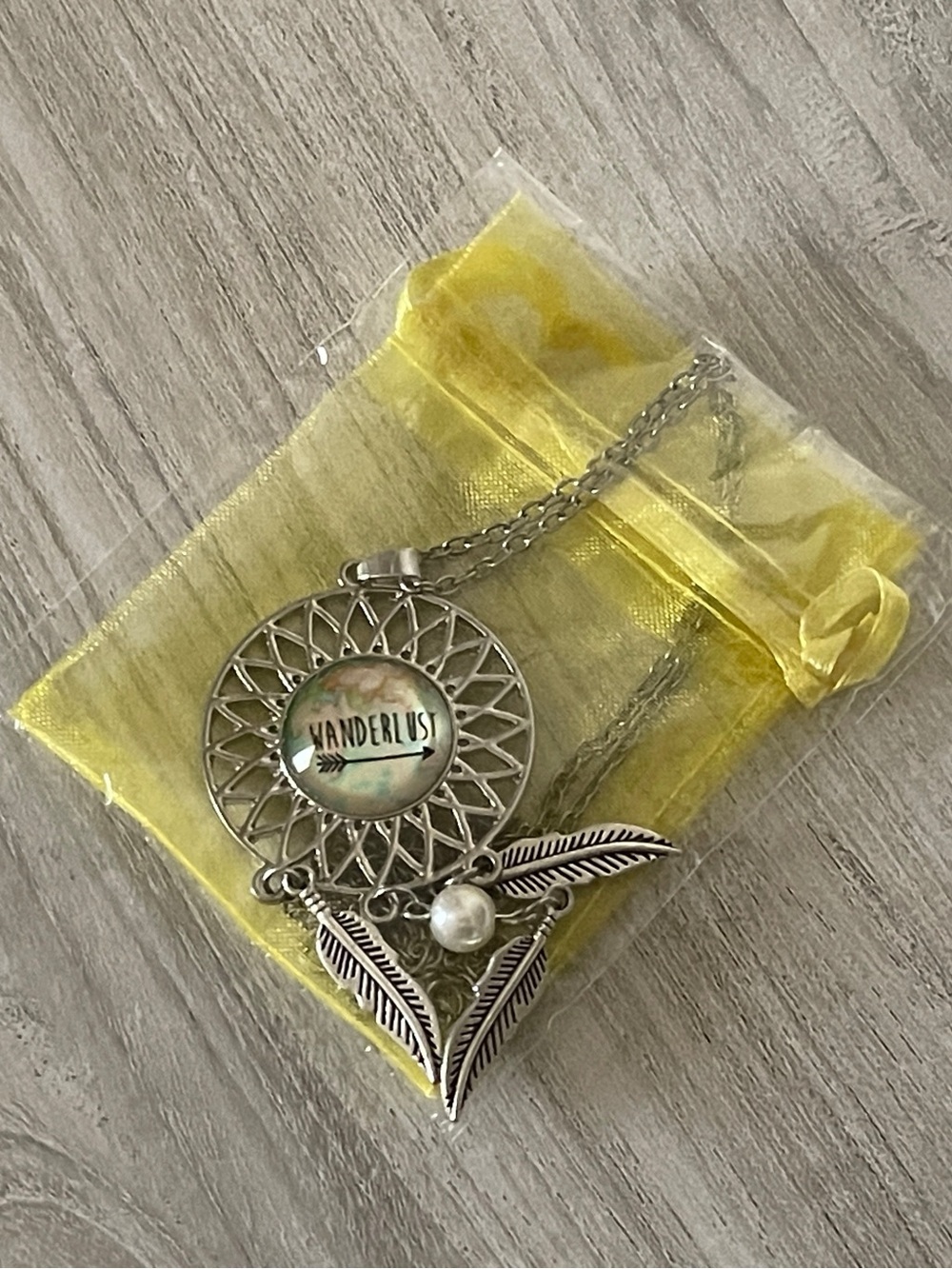 Silver Dream Catcher Necklace 32”